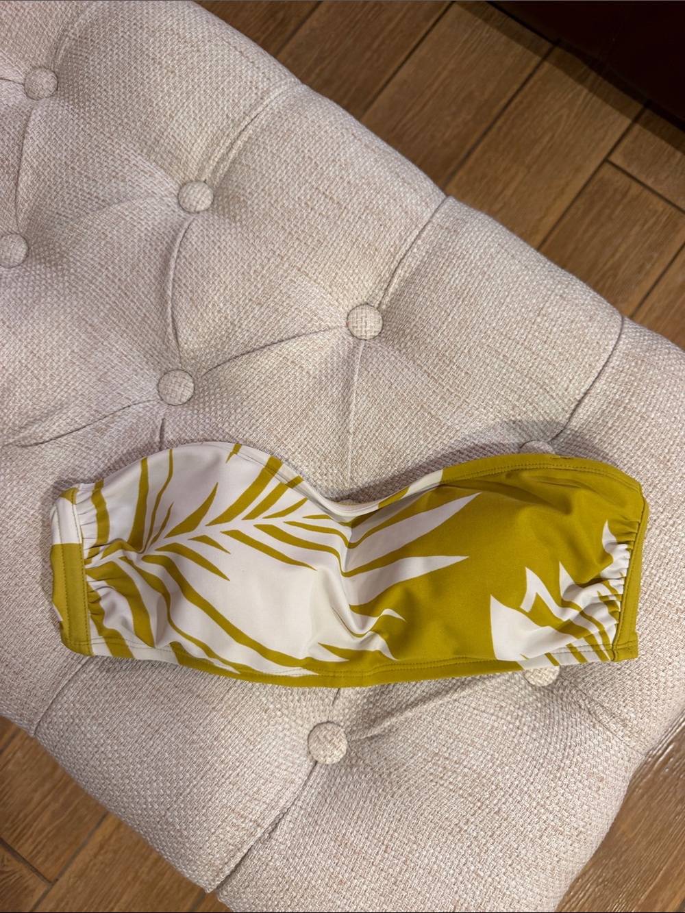 Kona Sol Olive Green & White Bandeau Bikini Top